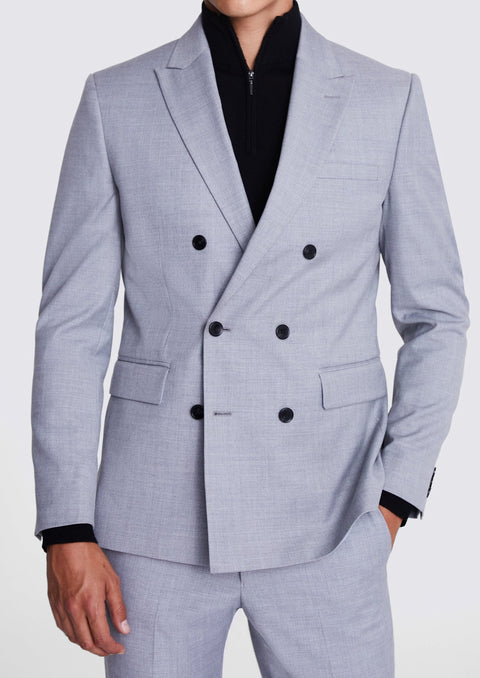 Tailored Fit Grey Double Breasted Suit / Jacket