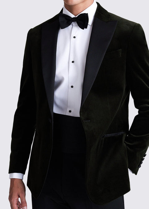 Olive Tailored Fit Tuxedo Blazer