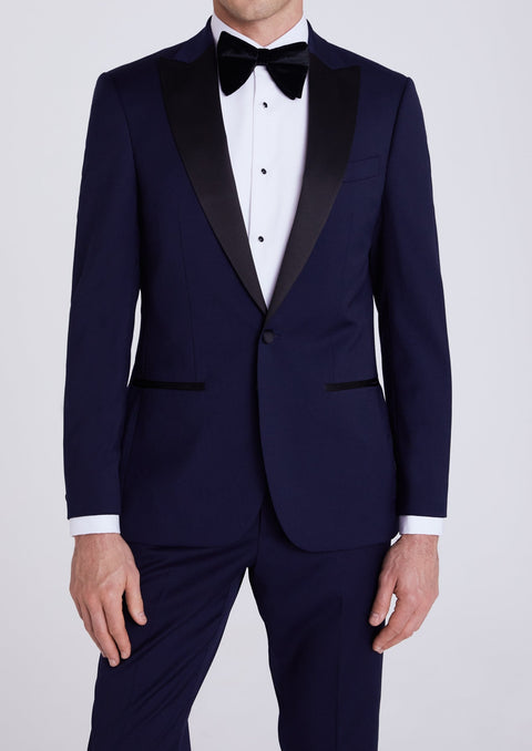 Peak Lapel Tailored Fit Navy Tuxedo Blazer Suit