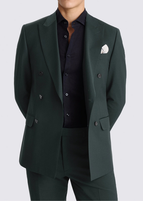 Slim Fit Green Double Breasted Suit