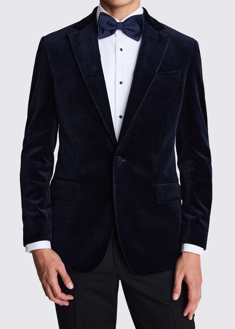 Slim Fit Navy Velvet Jacket