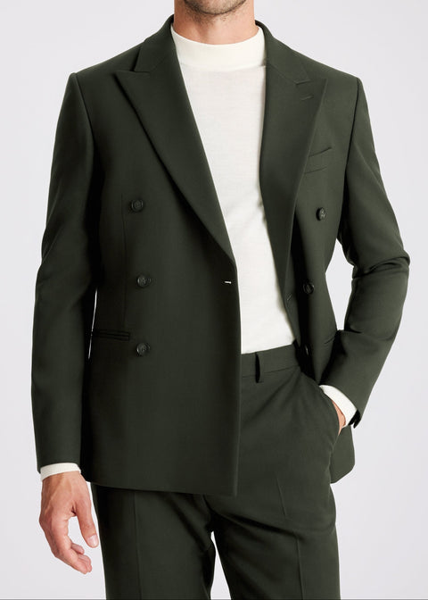 Slim Fit Green Double Breasted Blazer Suit