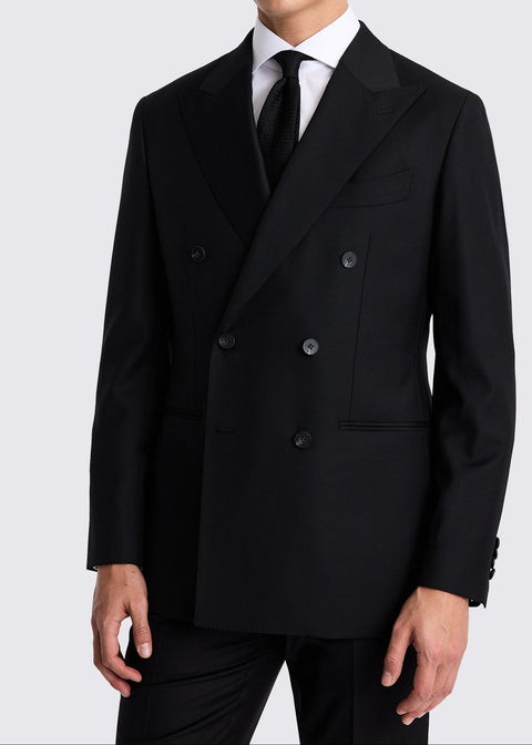 Black Slim Fit Double Breasted Blazer Suit
