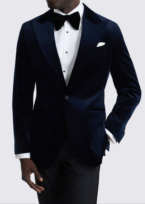 Slim Fit Ink Blue Velvet Blazer