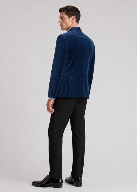 Slim Fit Midnight Blue Velvet Tuxedo Jacket