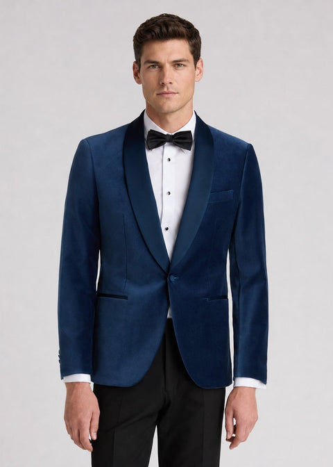 Slim Fit Midnight Blue Velvet Tuxedo Jacket