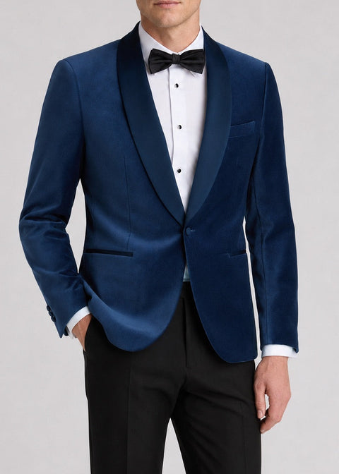 Slim Fit Midnight Blue Velvet Tuxedo Jacket