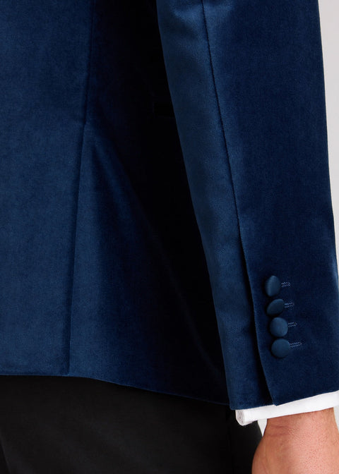 Slim Fit Midnight Blue Velvet Tuxedo Jacket