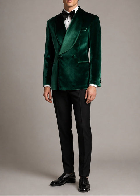 Slim Fit Emerald Green Double Breasted Tuxedo Blazer Suit