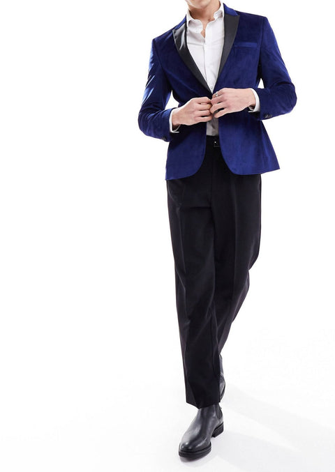 Slim Fit Royal Blue Velvet Tuxedo Blazer