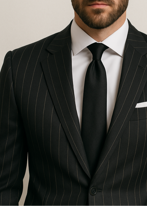 Slim Black Striped Suit