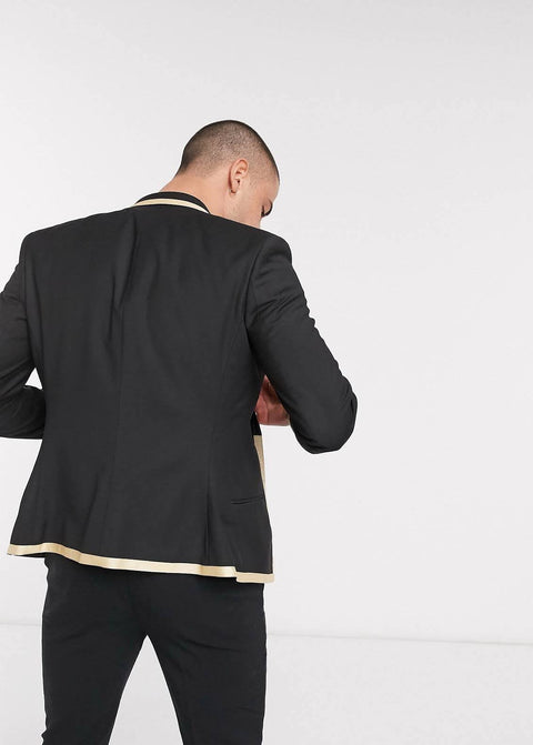 Black Contrast Lapel Blazer