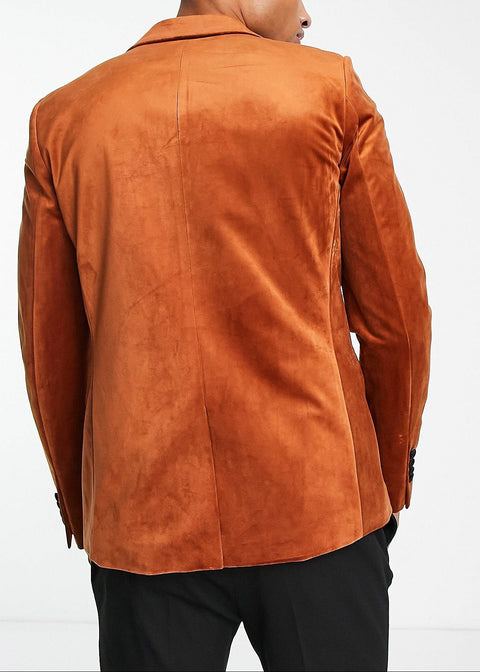 Copper Brown Velvet Tuxedo Blazer