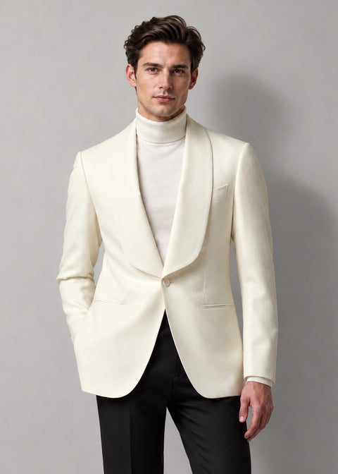 Off White Shawl Lapel Blazer
