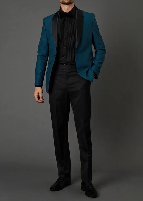 Teal Blue Shawl Collar Tuxedo