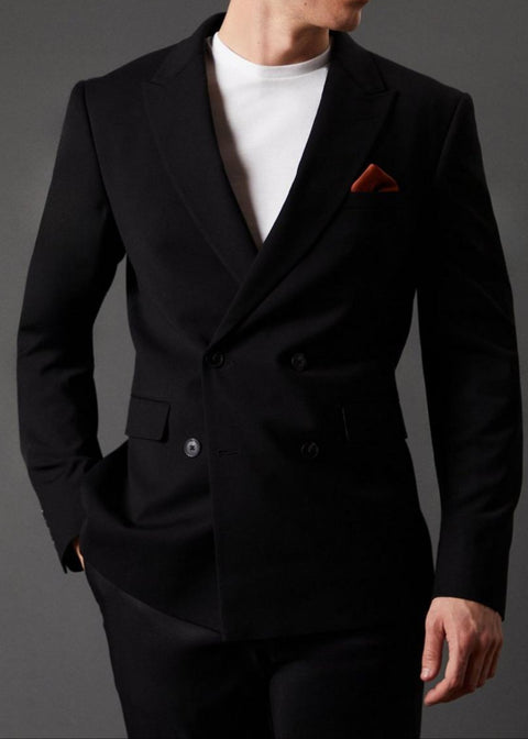 Essential Black Double Breasted Blazer Suit