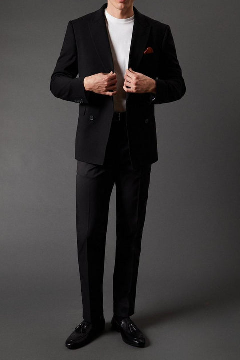 Essential Black Double Breasted Blazer Suit