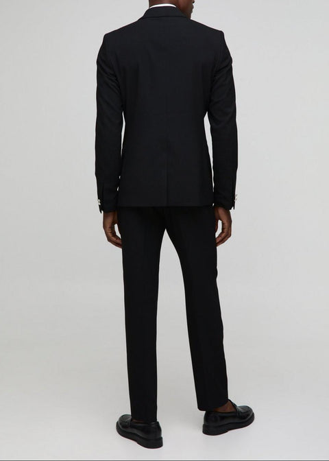 Straight Fit Black Double Breasted Suit Jacket