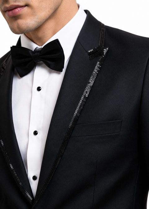 Black Sequin Embellished Suit