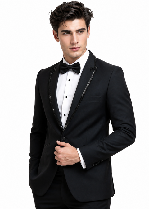 Black Sequin Embellished Suit