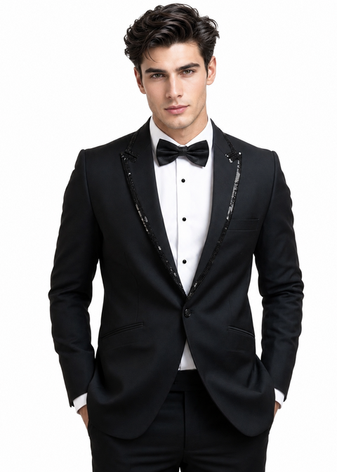 Black Sequin Embellished Suit