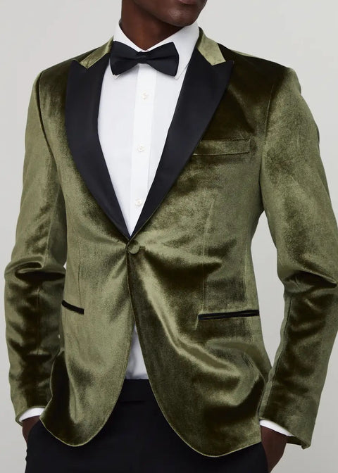 Olive Green Tuxedo Blazer