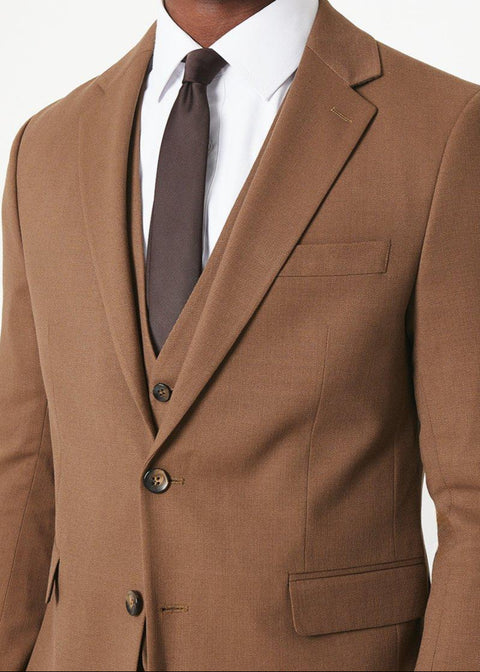 Copper Plain Slim Fit Suit Jacket