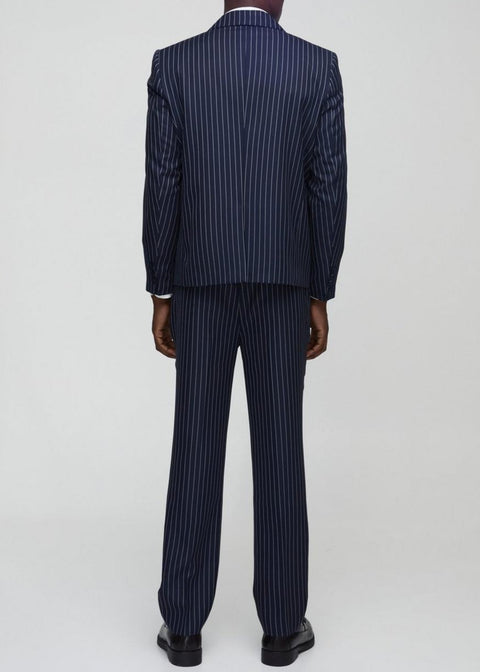 Pinstripe Double Breasted Suit in Blue