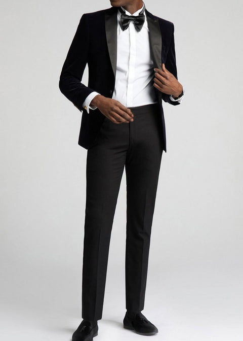 Dark Blue Velvet Tuxedo Jacket