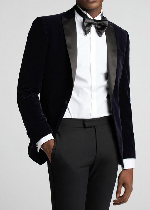 Dark Blue Velvet Tuxedo Jacket