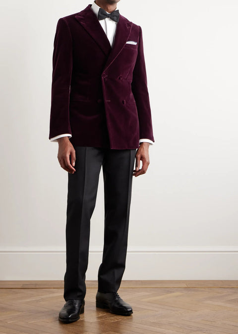 Purple Velvet Double Breasted Blazer Suit