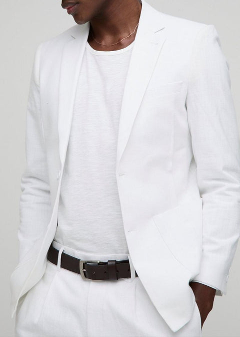 Slim Fit White Linen Blazer