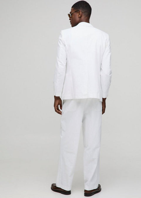 Slim Fit White Linen Blazer