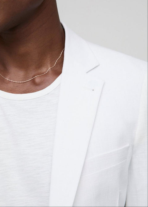 Slim Fit White Linen Blazer
