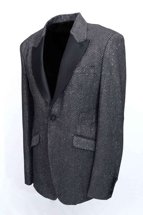 Slim Fit Silver Grey Party Wear Tuxedo Blazer