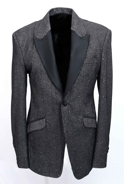 Slim Fit Silver Grey Party Wear Tuxedo Blazer
