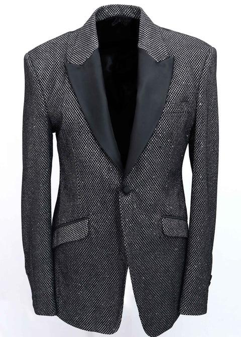 Slim Fit Silver Grey Party Wear Tuxedo Blazer