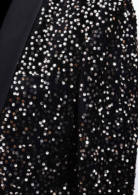 Party Black & Gold Sequin Blazer in Velvet