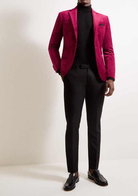 Slim Fit Pink Velvet Jacket Suit