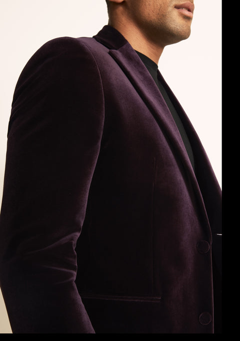 Tailored Fit Purple Velvet Dress Jacket