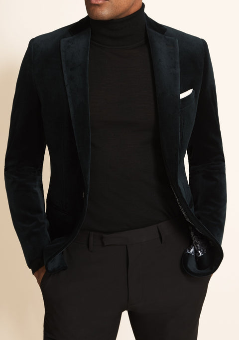 Tailored Fit Green Velvet Jacket