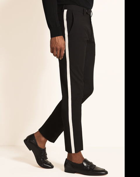 Trousers with White Stripe