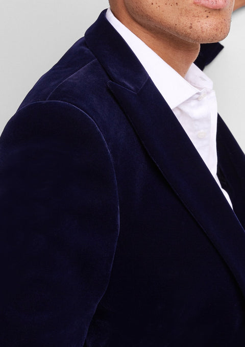 Slim fit blue velvet jacket
