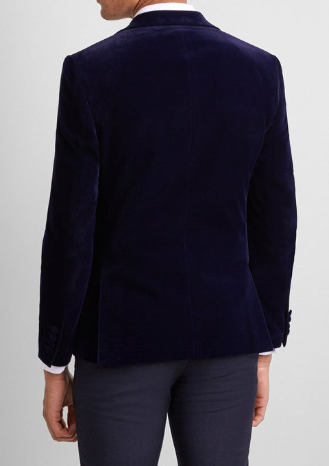 Slim fit blue velvet jacket