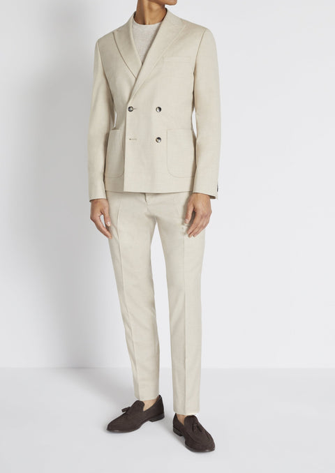 Slim Fit Latte Double Breasted Blazer Suit