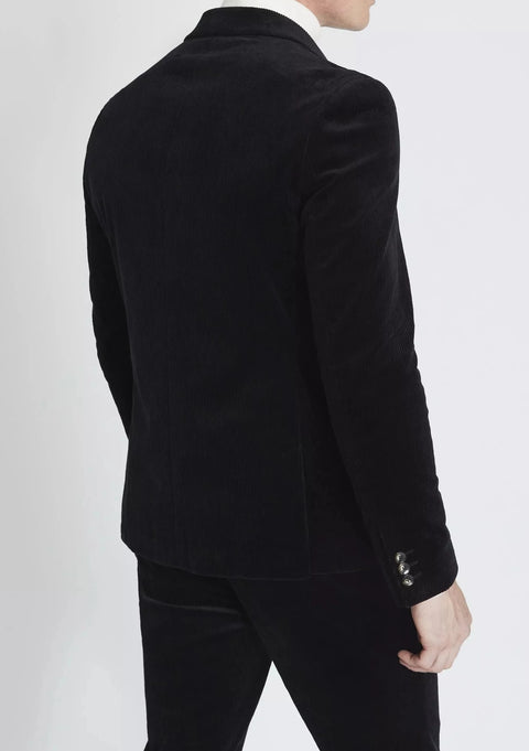 Black Double Breasted Corduroy Suit