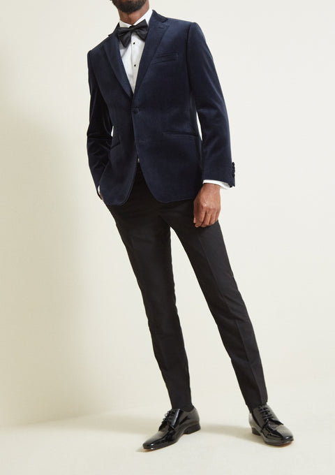 Tailored Fit Blue Velvet Jacket