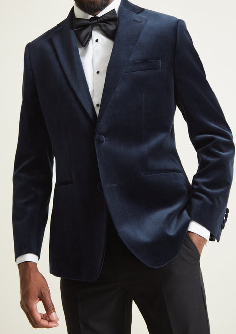 Tailored Fit Blue Velvet Jacket