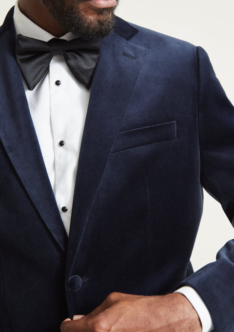 Tailored Fit Blue Velvet Jacket