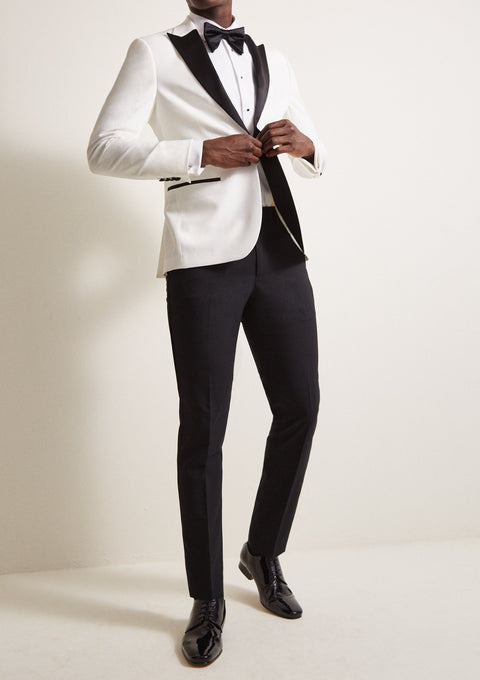 Slim Fit White & Black Lapel Jacket